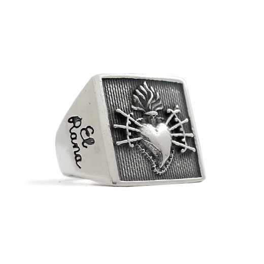 Heart with 7 Spades Square base - Men Ring