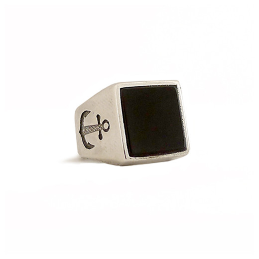 Black Square Stone - Men Ring