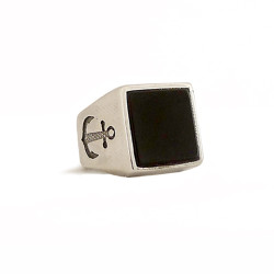 Black Square Stone - Men Ring