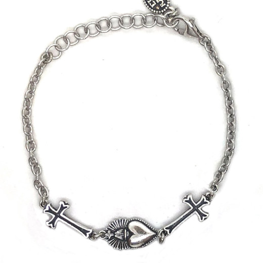 Bracelet with Sacred Heart and Crosses