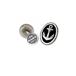 Enamelled cufflinks with anchor
