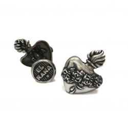 Sacred Heart Old Cufflinks with Rose