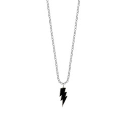 Large black enamel Lightning pendant