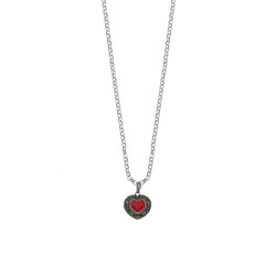 Heart-shaped Pendant with Coral Paste