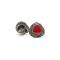 Red enamelled rose heart frame earrings
