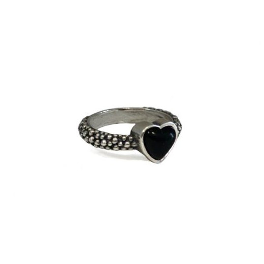 Dotted Wedding Ring with Onyx Heart