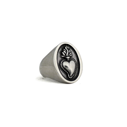 Smooth base - Women Ring with sacred heart