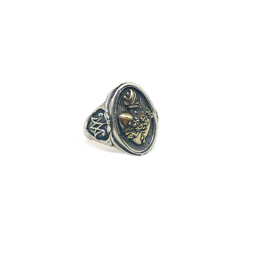 Sacred Heart Old Ring with Roses - Bicolor