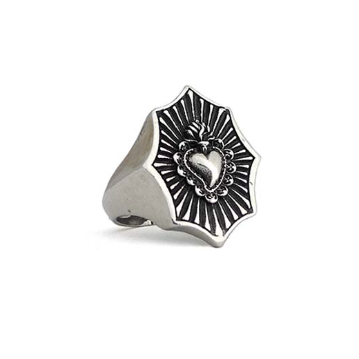 Heart Octagon Ring with Rays