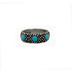 Dotted wedding ring with 3 Turquoise Paste Stones