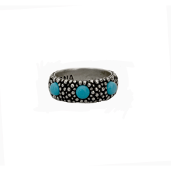 Dotted wedding ring with 3 Turquoise Paste Stones