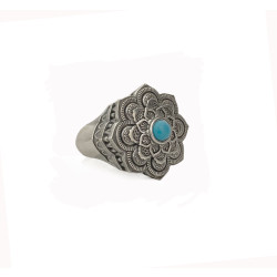 Mandala - Damen Ring mit Türkis farbendenden Stein