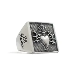 Viereckiger - Herren Ring mit Herz und 7 Dolchen