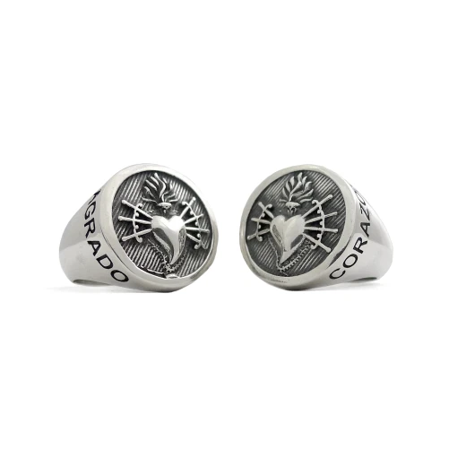 Heart with 7 Spades Square Round - Men Ring