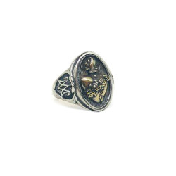 Sacred Heart Old - Women Ring with Roses - Bicolor