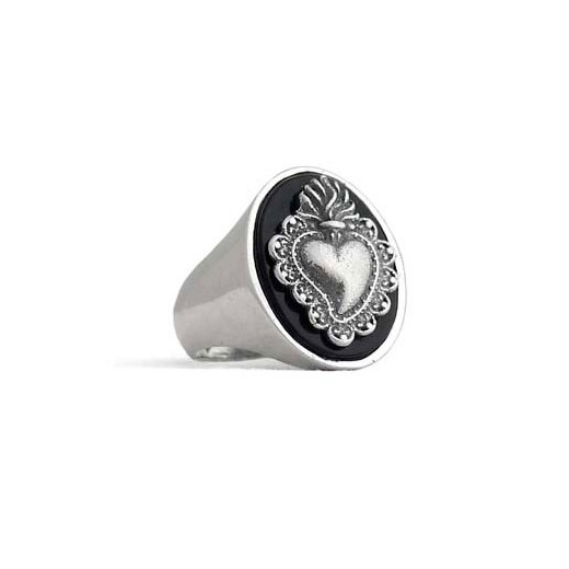 Onyx Stone - Women Ring with Sacred Heart